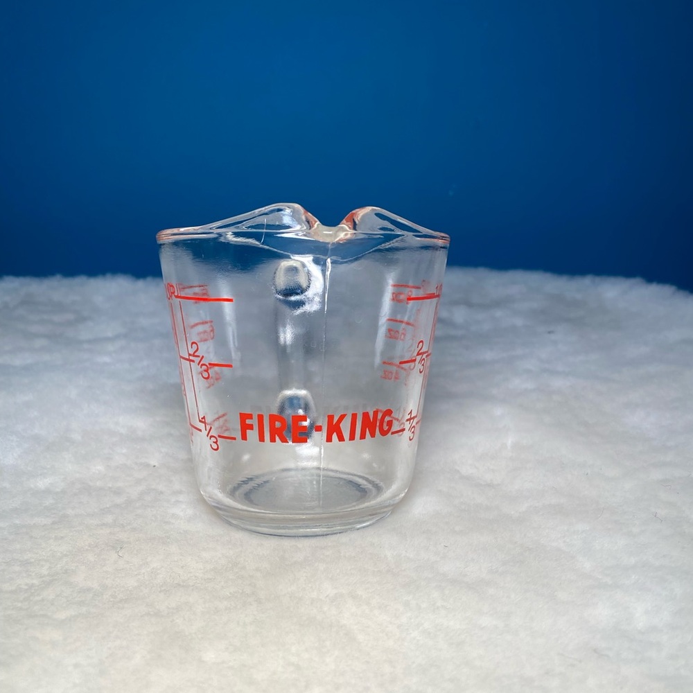 1 cup Fire King Clear Glass Measuring Cup with Red Markings